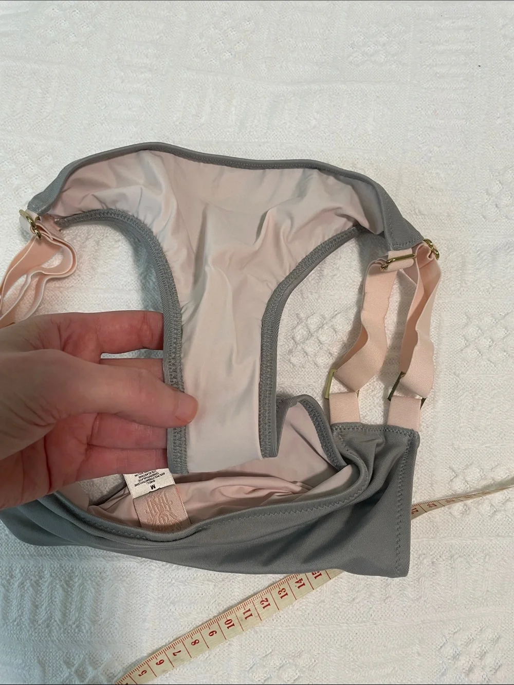 🖤5/$25 New Hot as Hell Gray Blush pink Bikini Bottom gold Double Side Straps
